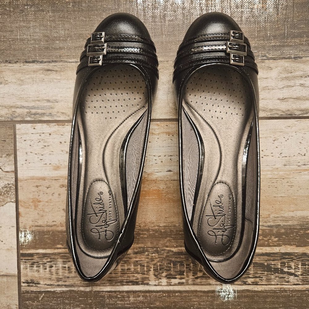 Life Stride Patent Wedged Heel Dress Shoes Size 6.5